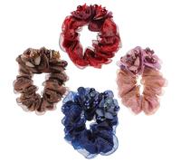 IWOWHERO 4 Pieces Elastic Hair Scrunchies for Women and Large Bun Hair Ties Set with 5# 6# 8# 10# Sizes Stretchy Ponytail Holders for Daily Styling