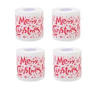 IWOWHERO 4 Rolls Christmas Patterned Double Layer Toilet Napkins, Creative Printed Festival Roll Paper, Soft Xmas Themed Bathroom Tissue for Holiday Use