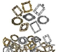 IWOWHERO 40Pcs Mini Vintage Metal Nail Art Photo Frames Small Retro Oval Amp; Square Picture Frame Decor for Manicure DIY Nail Decoration Set