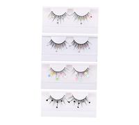 IWOWHERO 4pairs Glitter Sequined False Eyelashes Colored Lashes Butterflies Flowers for Christmas Year Parties and Costumes Eye-catching Design