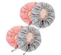 IWOWHERO 4pcs Adjustable Double Satin Sleeping Hair Cap Breathable Night Bonnet for Curly and Straight Hair No-slip Buckle for Secure Fit with Temperature Locking Design