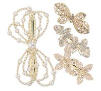 IWOWHERO 4pcs Butterfly Hairpin Flower Clip Metal Hair Clip for Girls Shiny Decor for Hairstyle for Wedding Birthday