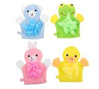 IWOWHERO 4pcs Cartoon Boys and Girls Bath Glove Foaming Net Bathing Gloves for Boy Girl Shower Supply Bubble Bath Accessories