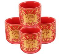 IWOWHERO 4pcs Ceramic Tibetan Buddhist Offering Cups for Worship Water Storage Compact and Lightweight Water Cups for Home Temple Yoga Decoration and Ritual Use