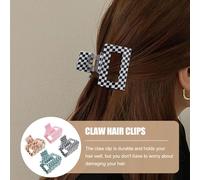 IWOWHERO 4Pcs Checkerboard Hair Claw Clips Set Small Rectangle Hair Clasp with Black White Pink White for Women and