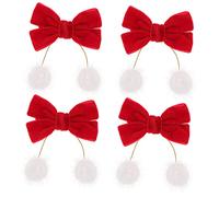 IWOWHERO 4pcs Chinese Style Furry Tassel Hair Clips Hair Bow Barrettes for Girls Bright Colors Comfortable and Safe for Boys and Girls for Christmas and Year Celebrations