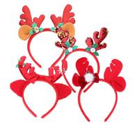 IWOWHERO 4pcs Christmas Antler Headband Soft Xmas Hair Accessories for Women Girls for Holiday Parties and Festive Celebrations Comfortable and Stylish Christmas Headgear