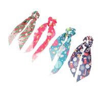 IWOWHERO 4pcs Christmas Hair Ties Elastic Xmas Hair Rope with Classic Holiday Ribbon Patterns for Women for Party Daily Fashion Accessories