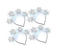 IWOWHERO 4pcs Christmas Snowflake Headbands for Women Sparkling Glitter Hairbands with Felt Snowflakes and Satin-wrapped Iron Lightweight Winter Party Accessories for Festive Holiday Charm