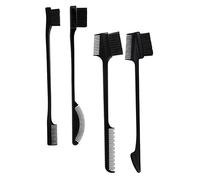 IWOWHERO 4Pcs Dual-headed Eyebrow Brush with Hairline Combs for Women Portable Lightweight Multifunctional Makeup Tool for Eyebrow Grooming and Hair Styling Bristle Brushes in Black