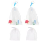 IWOWHERO 4Pcs Facial Cleansing Foaming Nets Soap Saver Pouches with Sponge Mini Flower Design for Face Cleaning and Exfoliating, Suitable for Daily Skincare Use