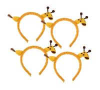 IWOWHERO 4pcs Giraffe Headband for Face Washing Plush Material Giraffe Ears Design for Spa Makeup Party Occasions Women Hair Accessory