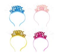 IWOWHERO 4Pcs Glowing Fiber Optic Headbands for New Year Party Hair Decor, Random Colors LED Light-Up Hair Hoops, Suitable for New Year's Eve Celebration and Festival Random Color