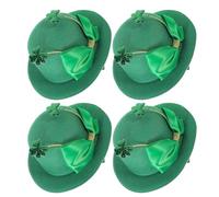 IWOWHERO 4pcs Holiday Decorative Hair Clips St Patrick's Day Green Shamrock Themed Mini Top Hat Clip Festive Clover Hair Accessory for Women Irish Party Outfit