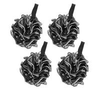IWOWHERO 4pcs Loofah Sponge Shower Loofah Black Exfoliating Wear-Resistant Pe Nylon Simple Design Convenient Bathing Accessories for Men