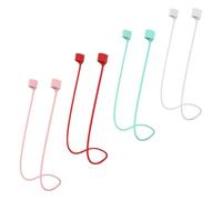 IWOWHERO 4Pcs Magnetic Anti-Lost Earphone Strap with Soft Silicone Sports Neck Lanyard, Wireless Headset Protector Compatible with Airpods, Colorful Red Pink Green White for Running and