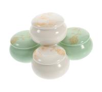 IWOWHERO 4pcs Mini Ceramic Lipstick Bottles Compact Cosmetic Jars Multi-Functional Makeup Storage Pots for Creams Skincare Travel Toiletries White Green