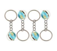 IWOWHERO 4pcs Mini Globe Keychain Polished Zinc Alloy Earth Pendant with Glass Planet Charm Lightweight World Map Keyring for Travelers Backpack and Space Enthusiasts Accessory