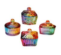 IWOWHERO 4pcs Multi-function Dappen Dish Stylish Glass Manicure Cups with Delicate Look Design Practical for Washing Nail Art Pens