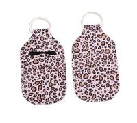 IWOWHERO 4pcs Neoprene Hand Bottle Covers with Key Ring Leopard Pattern Portable Lip Gloss and Empty Bottle Bag for Travel Toiletries Lightweight Protective Sleeve