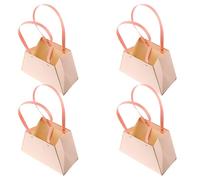 IWOWHERO 4pcs Pink Paper Bouquet Bags with Handles for Flower Wrapping, Portable Flower Packaging Pouches Suitable for Bouquets and Floral Arrangements