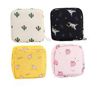 IWOWHERO 4pcs Portable Sanitary Napkin Storage Bag for Girls Multi-Purpose Period Pouch Cactus Heart Ice Cream and Navy Colors Convenient Menstrual Period Organizer for Hygiene Essentials