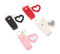 IWOWHERO 4pcs Pu Leather Lipstick Case Set with Mirror Keychain, Small Portable Lipstick Holder and Lip Gloss Organizer, Travel Makeup Bag for Purse Or Handbag, Compact Lip Balm Pouch
