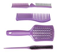 IWOWHERO 4Pcs Purple Multipurpose Safety Barber Comb for Men Women Ergonomic Hair Styling Tools for Haircut Dying Beard Grooming Portable Salon and Home Use