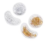 IWOWHERO 4pcs Sequins Gel Eye Pads Cooling Gel Patches for Eye Care Cold Compress Ice Pack Set in Silver and Gold Soothing Relief and Tired Skin
