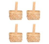 IWOWHERO 4pcs Set Hand-Woven Candy Holder Basket, Medium Size 9x7x5cm, Handmade Mini Basket for Wedding Supplies and Party Favors