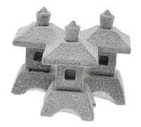 IWOWHERO 4pcs Simulation Landscape Pavilion Garden Pagodas Figurines Japanese Lamp Lantern Pagoda Outdoor Statue Micro Tower Statue Mini Garden Fairy Sandstone Miniature