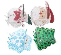 IWOWHERO 4pcs Small Christmas Hair Clips with Santa Snowman Snowflake Tree Designs Festive Claw Clips for Thin and Thick Hair Holiday Party Styling Accessories for Women