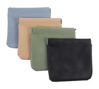 IWOWHERO 4pcs Small Makeup Pouches with Self-Closing Design Multifunctional Travel Cosmetic and Lipstick Organizer Bags for Women Portable Coin and Jewelry Storage in Matcha Green Apricot