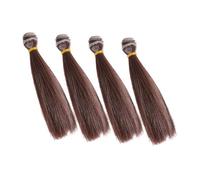IWOWHERO 4pcs Synthetic Straight Hair Wig for Doll Making Loli Doll Wig Hair Extensions Easy to Change Style