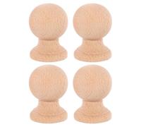 IWOWHERO 4pcs Unfinished Wooden Finials for Furniture Stair Posts Fence Caps Bed End Decor Hand Carved Wood Ornaments for Indoor Outdoor DIY Projects with Roman Architectural Style