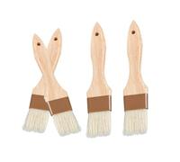 IWOWHERO 4pcs Wooden Handle Basting Brushes Heat Resistant BBQ and Baking Cooking Brushes for Precise Application of Butter Sauce Egg Wash Comfortable Grip Easy to Clean Versatile Culinary