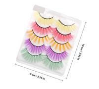IWOWHERO 5 Pairs Colorful Fake Lashes Natural Long Eyelashes Extension for Women Reusable Cosplay Party Makeup with Easy Fan Application