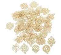 IWOWHERO 50pcs Alloy Baroque Charm Connector Double Hole Design for DIY Jewelry Making Including Flower and Heart Charms for Earrings and Necklace Accessories