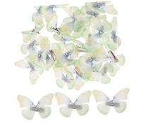IWOWHERO 50pcs Double Layer Organza Butterfly Hair Clips for Women Light Green Tulle Hairpins Decorative Alligator Barrettes for Wedding Halloween Cosplay Back to School