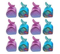 IWOWHERO 50pcs Mermaid Design Candy Boxes Set with Folding Paper Wrapping, Purple Blue and Aqua Colors, Small Storage Containers for Wedding Party Favors and Birthday Treats