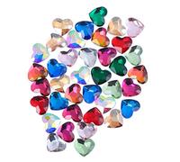 IWOWHERO 50pcs Mixed Color Heart Shape Nail Charms Flatback Rhinestones for Manicure DIY Nail Art Accessories Stickers Decor Random Color
