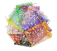 IWOWHERO 50Pcs Mixed Color Organza Drawstring Gift Bags for Party Favors Wedding Candy Jewelry Packaging Reusable Object Pouches