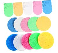 IWOWHERO 50pcs Natural Makeup Cleansing Sponges Gentle Facial Removal Pads for Daily Use Deep Cleansing Tool for Sensitive Skin for Travel Go Skincare