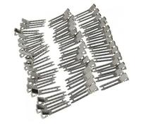 IWOWHERO 50pcs Silver Double Prong Metal Alligator Hair Clips for DIY Hair Bows Plated Crafting Accessories Sectioning Pins for Women and Styling