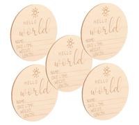 IWOWHERO 5Pcs Birth Announcement Sign Wooden Name Signs for Newborn Photography Keepsakes Simple Design Durable and Easy to Use for Celebrating Arrival