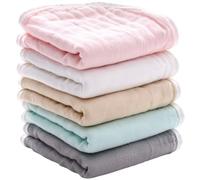 IWOWHERO 5Pcs Cotton Burp Cloths Soft Muslin Hiccup Towels for Newborns Absorbent Shoulder Cover with Neutral Colors for Skin Care