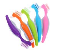 IWOWHERO 5pcs Denture Cleaning Brush with Soft Bristles Compact Travel Toothbrush for False Teeth and Retainers Oral Care for Seniors at Home and Nursing Care