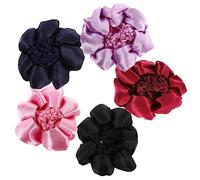 IWOWHERO 5pcs Elastic Satin Hairnets for Bun, Girl Snood Hairnet Set Lace Edge, Comfortable Hair Bun Holder for Dancers, Nurses, and Office Women, Black Navy Pink Wine Red Light Purple