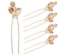 IWOWHERO 5pcs Handmade Vintage Leaf Pearl Hairpins Elegant Wedding Hair Accessories for Brides and Retro Party Headpiece with Tone Unique Bridal Hair