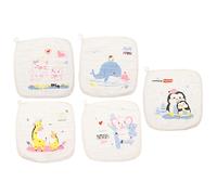 IWOWHERO 5pcs Hypoallergenic Muslin Washcloths Newborn Bath Face Towel Comfortable Fast-Drying